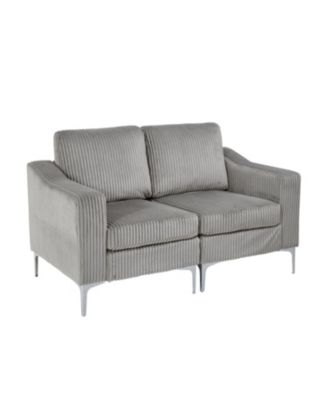 Modular Sectional Two-Seater Sofa Corduroy Sectional Couch Gray