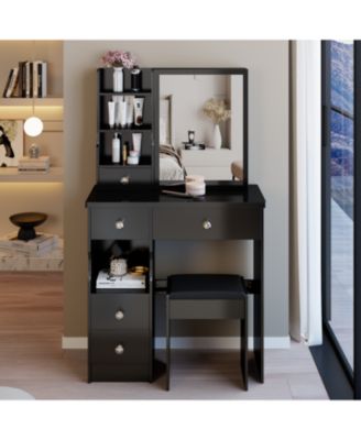 Vanity Table with Mirror & Stool