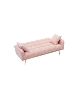Pink 69" Sofa Bed with Adjustable Teddy Sofa