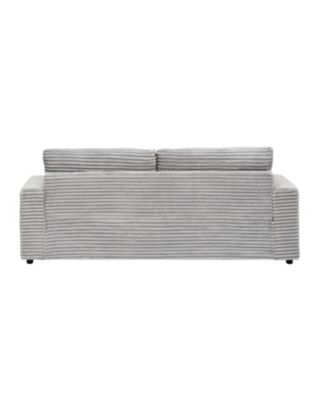 Corduroy 3-Seater Sofa w/ 4 Pillows - Gray