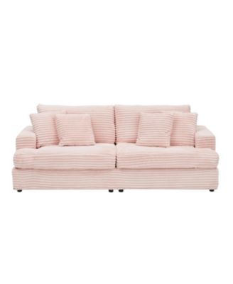 Corduroy 3-Seater Sofa with 4 Pillows
