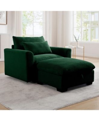 Corduroy Modular Sofa with Storage Ottoman