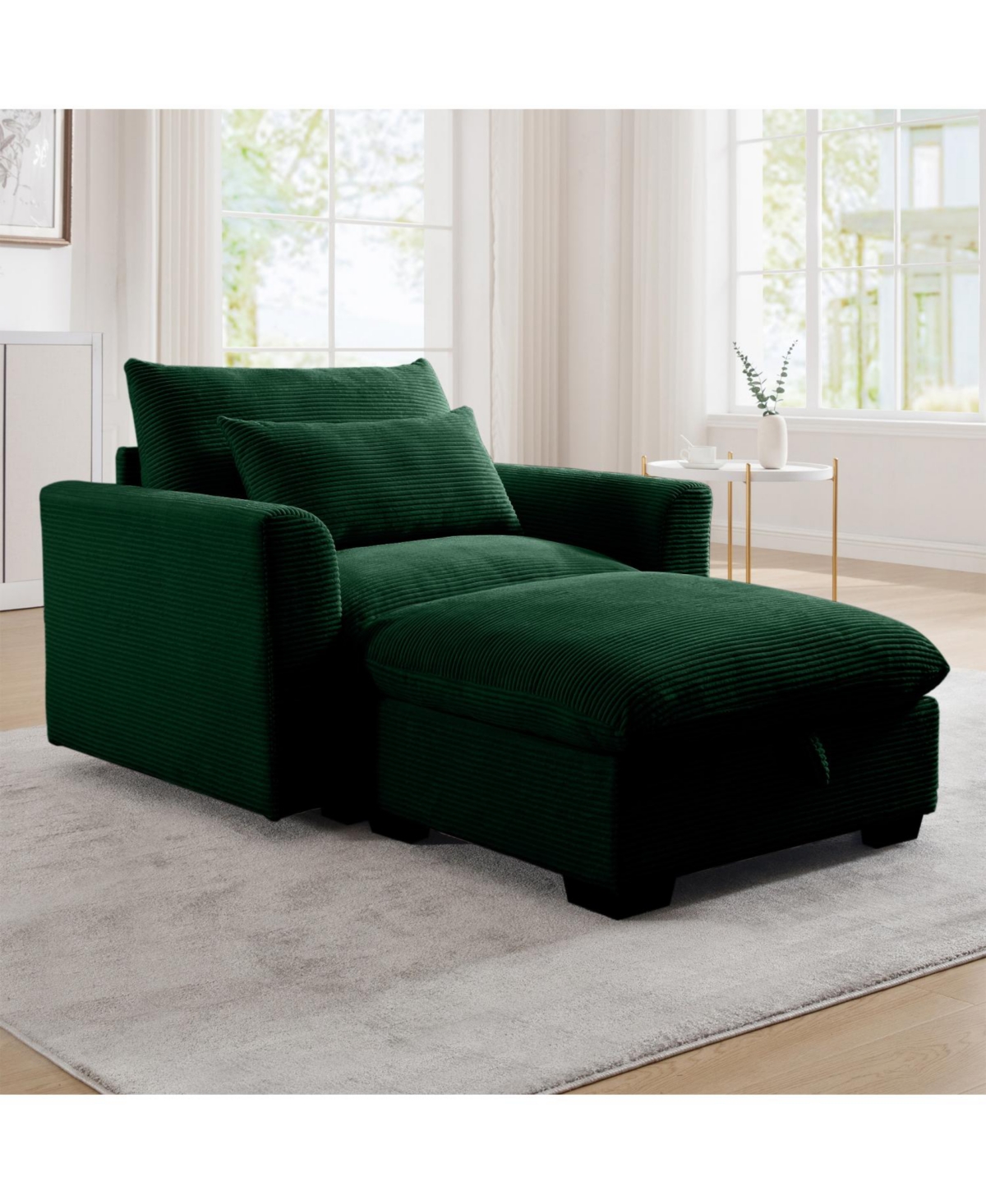 Streamdale Furniture Corduroy Modular Sofa with Storage Ottoman