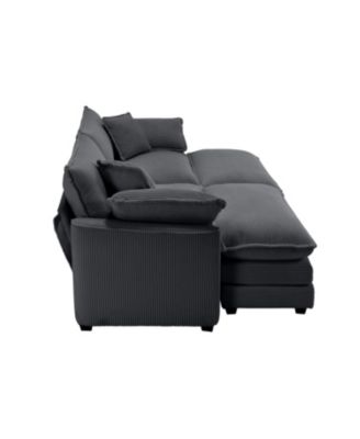 Corduroy Two-Seater Sofa with Ottoman
