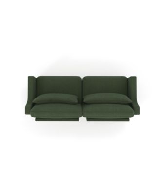 Green Chenille 2-Seater Sofa with Lumbar Pillows