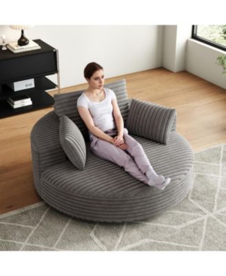 55" Corduroy Swivel Sleeper Chair
