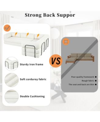  Corduroy L-Shaped Modular Sofa Bed