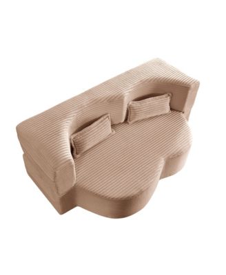Corduroy Floor Sofa Bed with Pillows