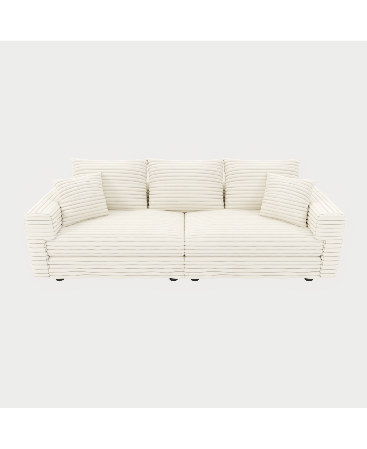 Streamdale Furniture Plush Corduroy 3-Seat Sofa w/ Ottomans - Modern Comfy Cloud Couch