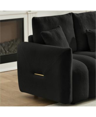 Teddy Fabric Sectional Sofa with Console, USB & Cup Holder