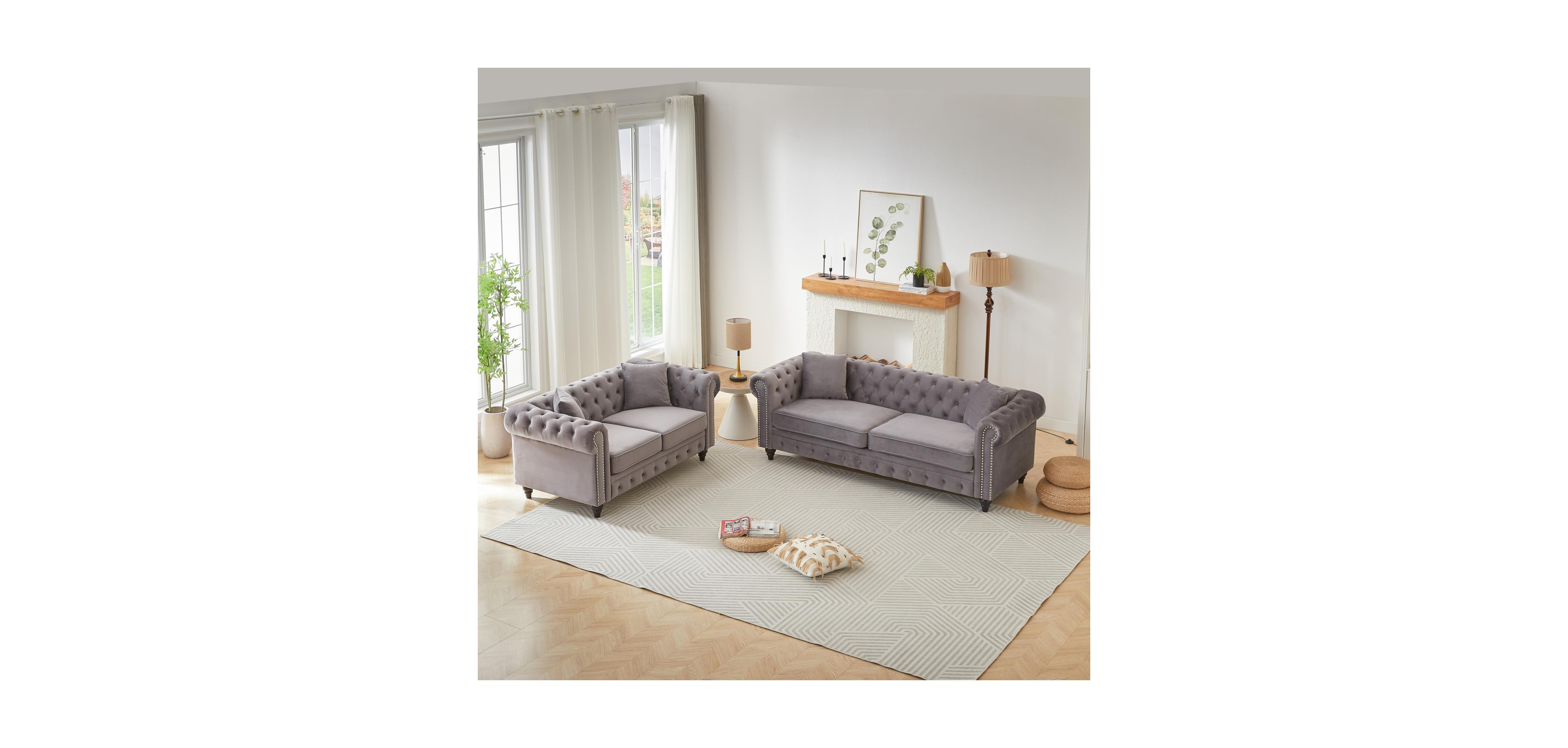 Streamdale Modern 5-Seat Sofa Set, Wood Frame and Feet, 4 Cushions