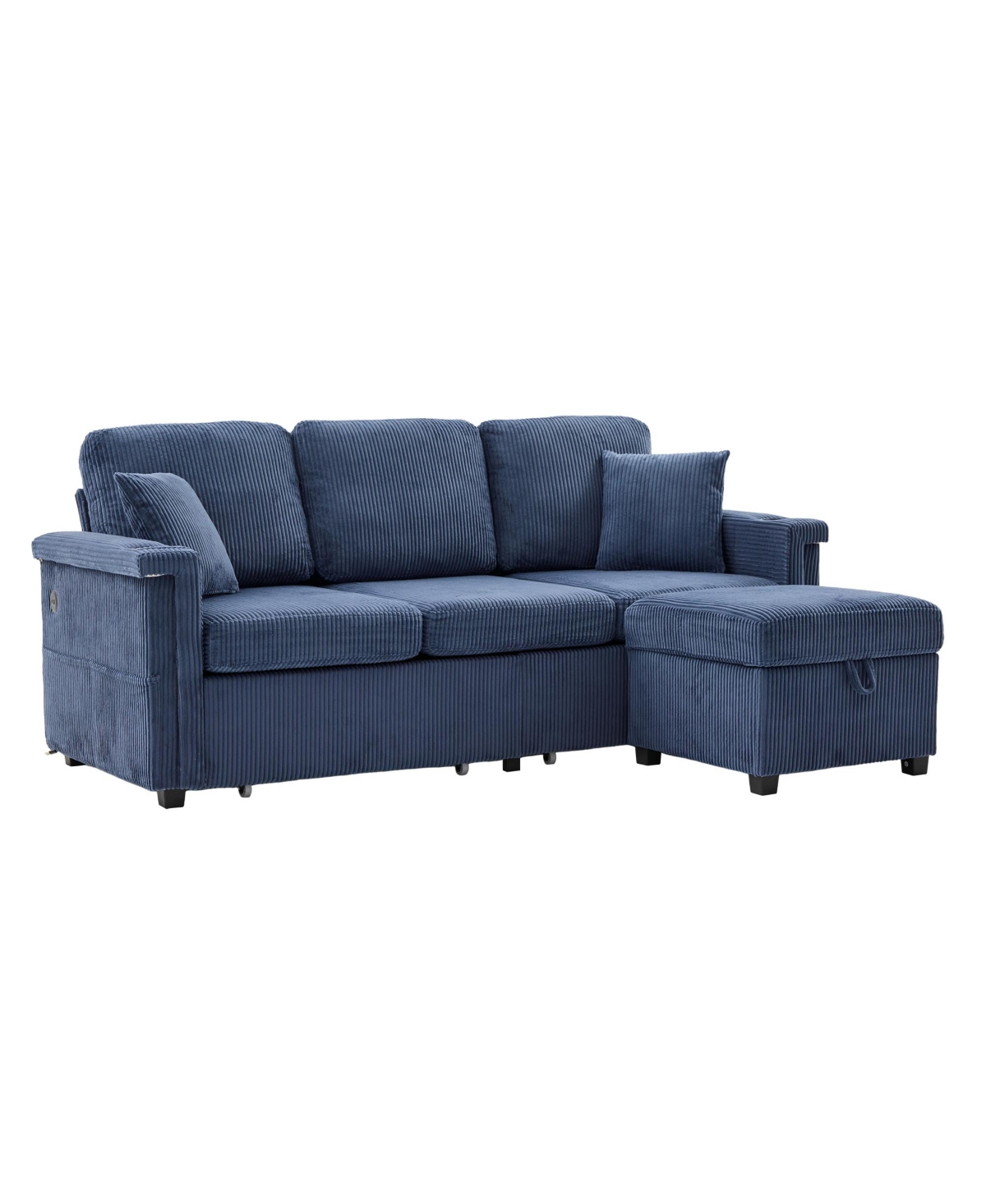 Streamdale Furniture L-Shaped Sectional Sofa w/ Storage Ottoman, Usb, Cup Holder