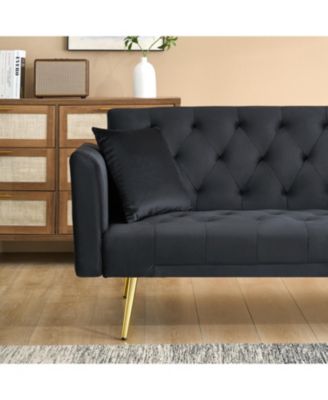 Velvet Foldable Sofa (71-inch) - Retro Style for Small Spaces