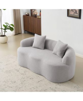 Curved Loveseat Sofa, Small Space Couch with 2 Pillows