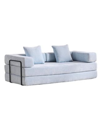 Convertible Floor Sofa Bed with Pillow & Armrest - Light Blue