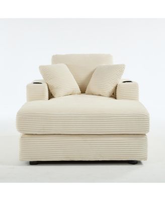 Streamdale Corduroy Chaise Lounge Sofa, Detachable Cushions, 3 Colours