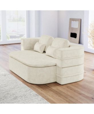 75" Fabric Foldable Sofa Bed with Blanket
