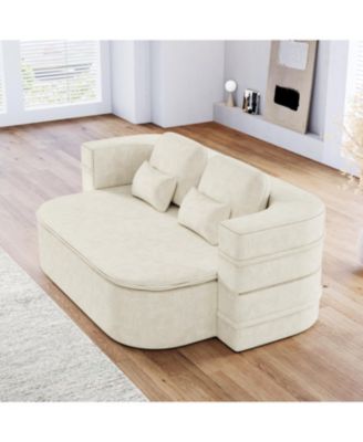 75" Fabric Foldable Sofa Bed with Blanket