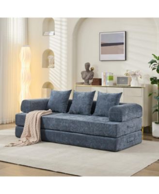 Comfy Convertible Folding Mattress Couch - Blue
