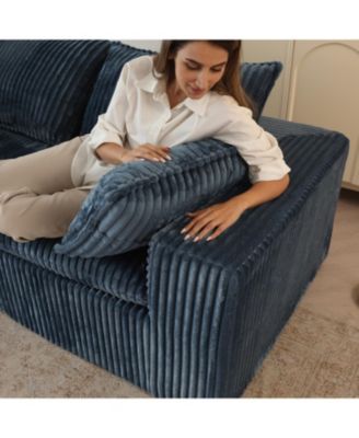 Cloud Sofa Corduroy Deep Seat Removable Cushion Blue
