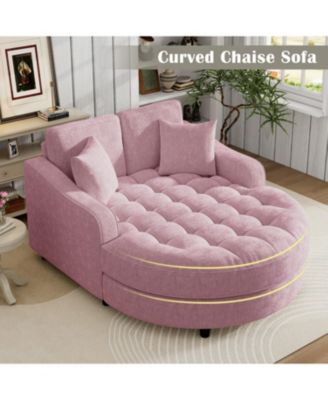 55" Modern Chaise Lounge Sofa Bed with Tufted Seat & Pillows