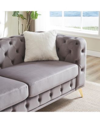 Deluxe Velvet Chesterfield Sofa with Tufted Buttons, 2 Pillows