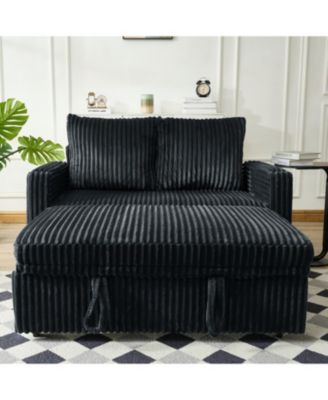 Streamdale Sleeper Sofa Couch Pull Out Bed Corduroy Love seat Black