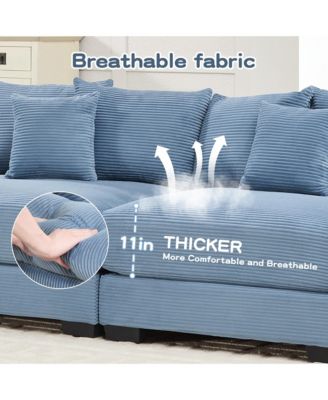  Oversized Cloud Modular Sectional Couch, Corduroy, Ottoman, Chaise - Blue