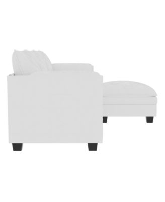 107.8" 3 Seater L-Shaped Sofa Couch with Ottoman & Pockets