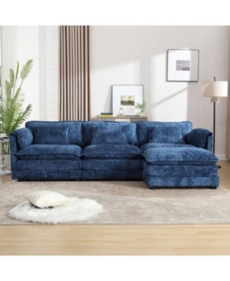  Oversized Sectional Cloud Couch, Modern Chenille L Shape, Ottoman & Memory Foam