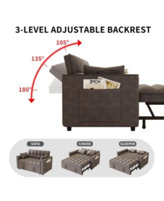Velvet Sleeper Sofa Couch Bed - Small Loveseat with Pillows - Dark Gray