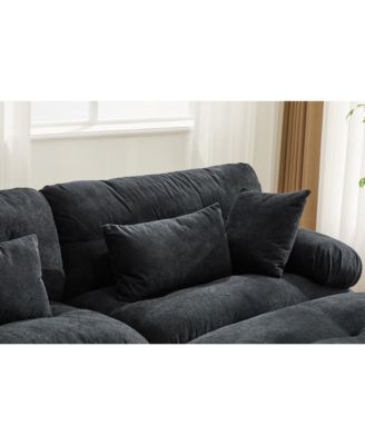  Pelletized Velvet Cloud Couch w/ 2 Ottomans & 3 Seater Sofa