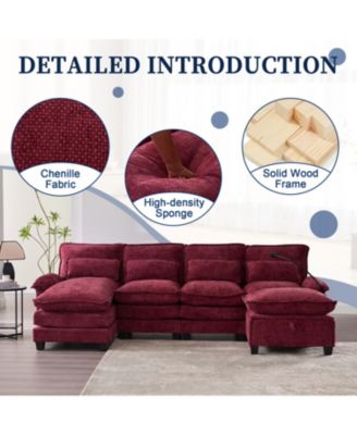 Streamdale 106" U-Shape Sectional Sofa Cloud Couch, Chenille, Ottoman & Pillows