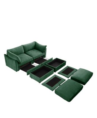 2-Seat Sofa w/Ottomans & Storage