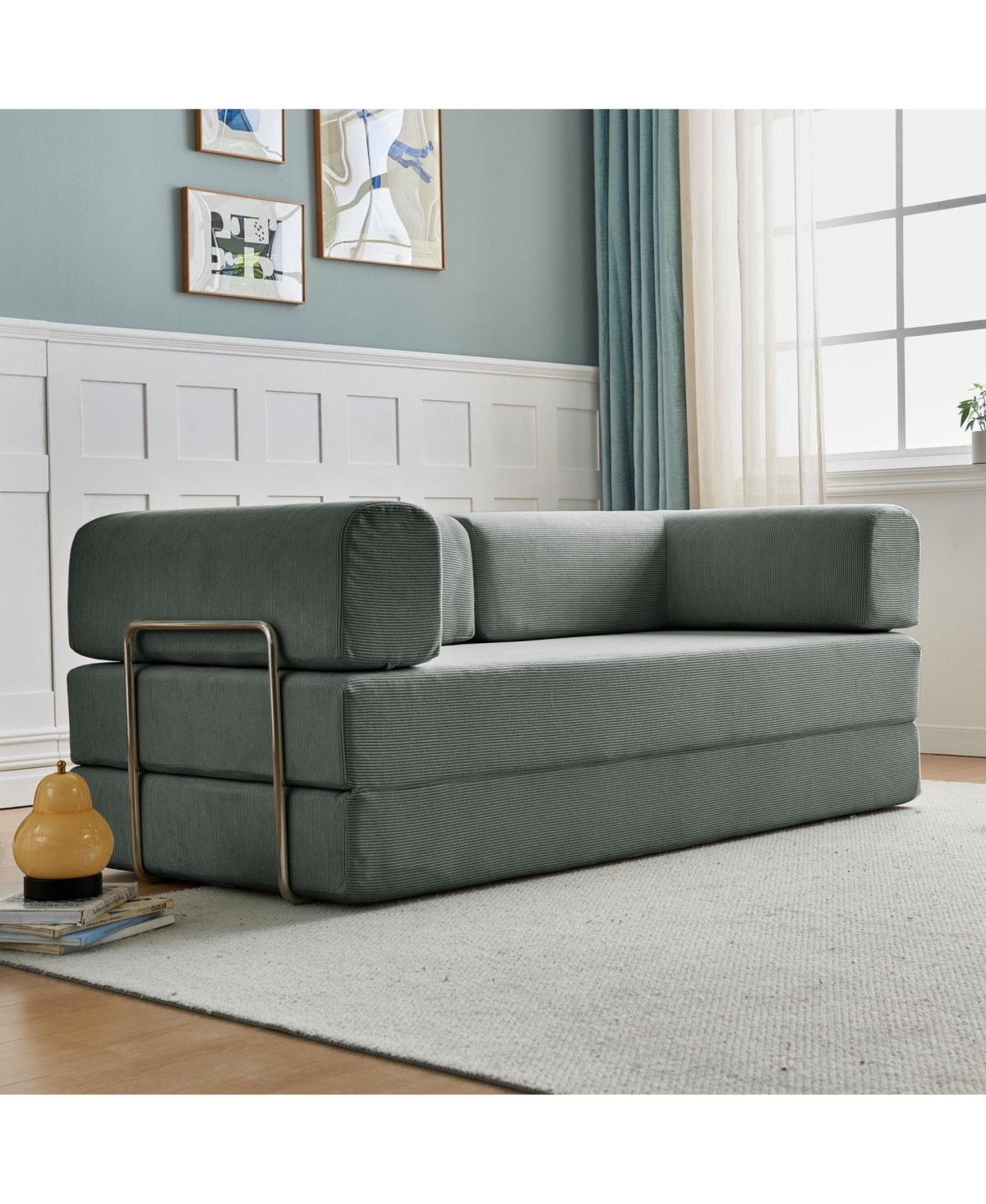 Streamdale Furniture Modern Corduroy Sofa Bed - 3 Seater, Versatile Layouts