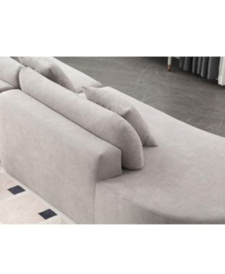 Modern Curved Terrycloth Sofa w/ Pillows