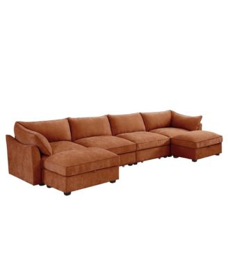 U Shape Sectional Sofa with Ottomans & Storage