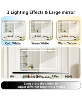 Makeup Vanity Desk with Lights & Mirror, 3 Color Modes, 2 Drawers, White 31.5"