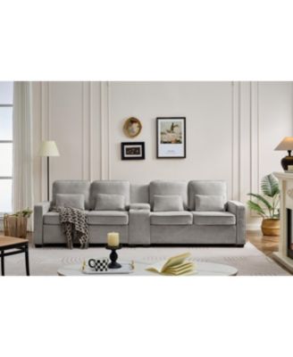 Streamdale 114" Sofa w/ Console, Cupholders, USB Ports, Pillows