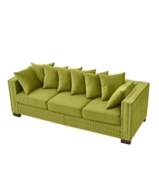 Streamdale Green Velvet Sofa, Modern Design, Silver Nail Detail