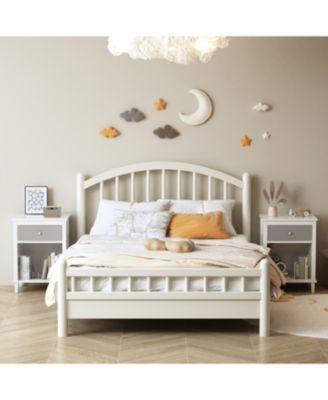 Wooden Nightstand - Gray/Silver Handle