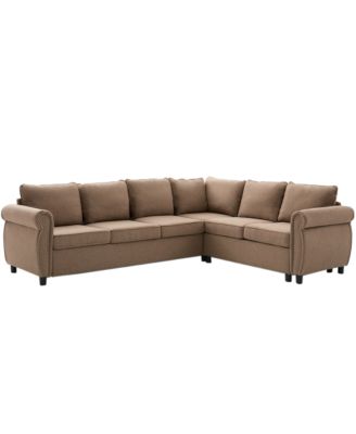 Sleeper Sofa Bed, Pull Out Couch, L Shaped Sectional, 104" Large, Brown