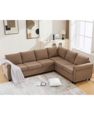 Sleeper Sofa Bed, Pull Out Couch, L Shaped Sectional, 104" Large, Brown