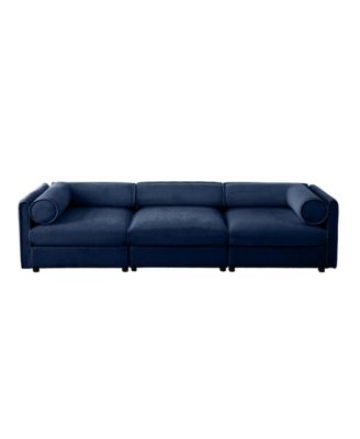 Modular Sectional Sofa, Storage, Cylindrical Backrest, Deep Seating, Blue