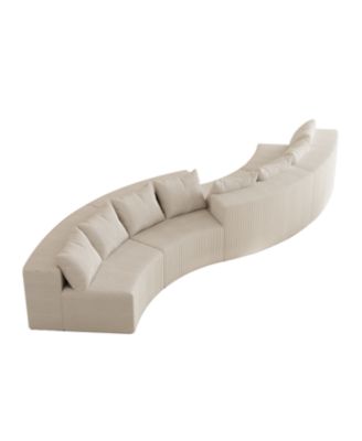 Corduroy Curved Sectional Sofa with 8 Pillows (4 Modules