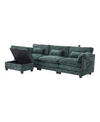 Streamdale Oversized Sectional Sofa Cloud Couch w/ Ottoman, USB & Phone Holder