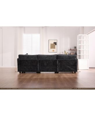  Oversized Sectional Sofa Cloud Couch w/ Ottoman, USB & Phone Holder