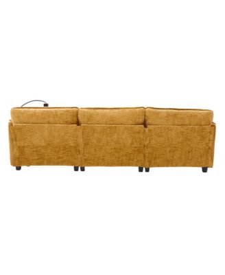 Oversized Sectional Sofa Cloud Couch w/ Ottoman, USB & Phone Holder