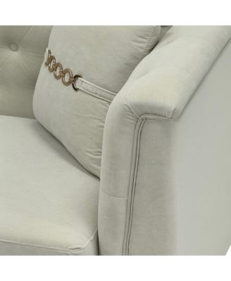 Tufted Velvet Sofa, 82" 3-Seater Couch with Gold Legs