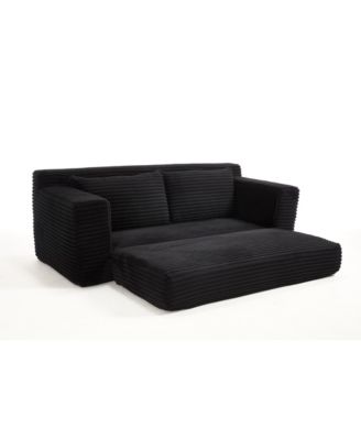 Memory Foam L-Shaped Corduroy Sofa - Convertible, Compact Couch (Black)